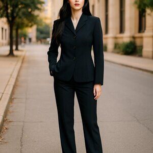 𝅺kasper Petites Black Lined Collared Long Sleeve Button Down Blazer Size 2P